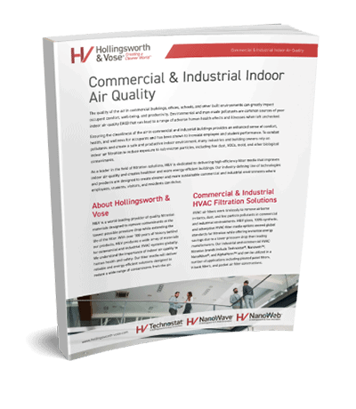 Hollingsworth & Vose Brochure Showcasing Their Hnv Brand's Commercial Indoor Air Quality Solutions.