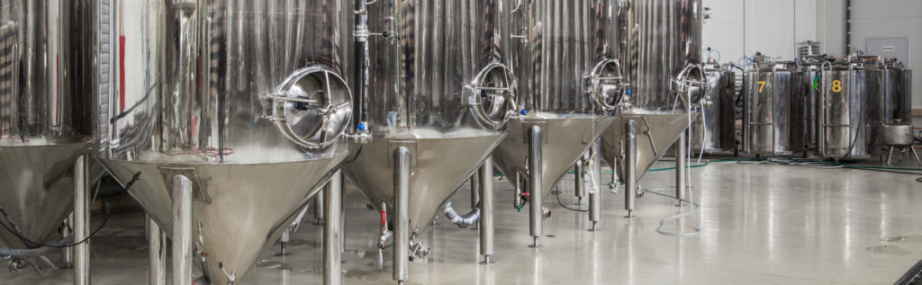 Brewery with stainless steel tanks