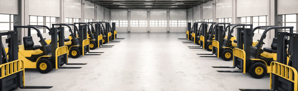 Forklifts in warehouse